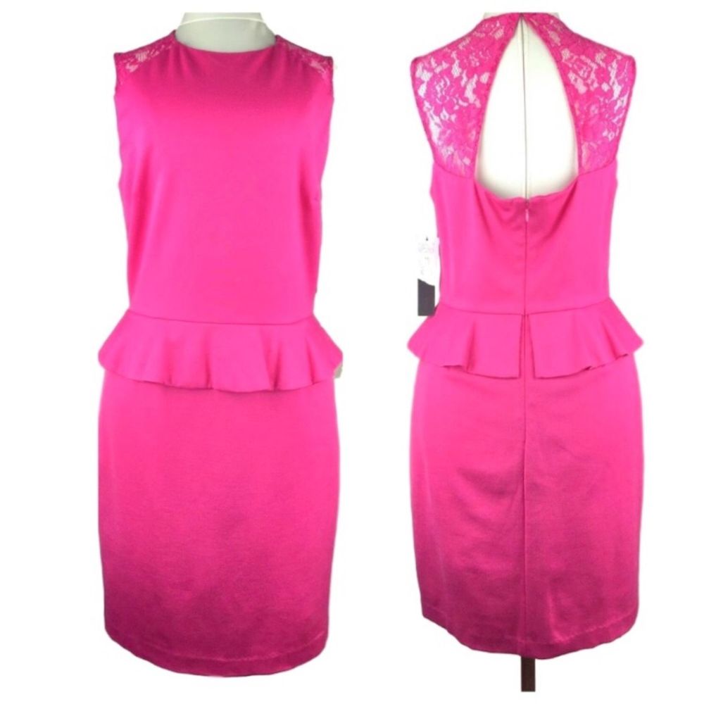 Cynthia Steffe  peplum shift dress 10 Mod Pink